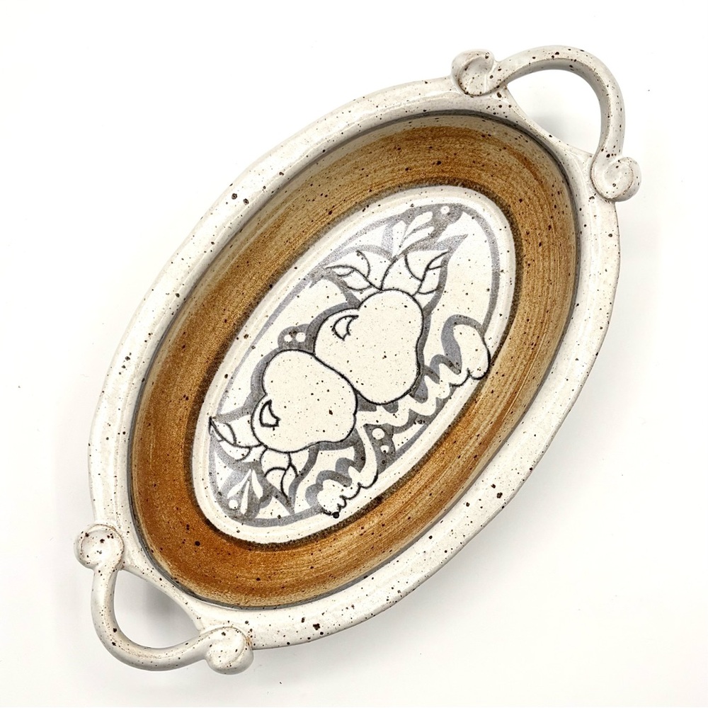 Rick Petteford Signed Studio Art Platter / Handled Tray / Bread Bowl